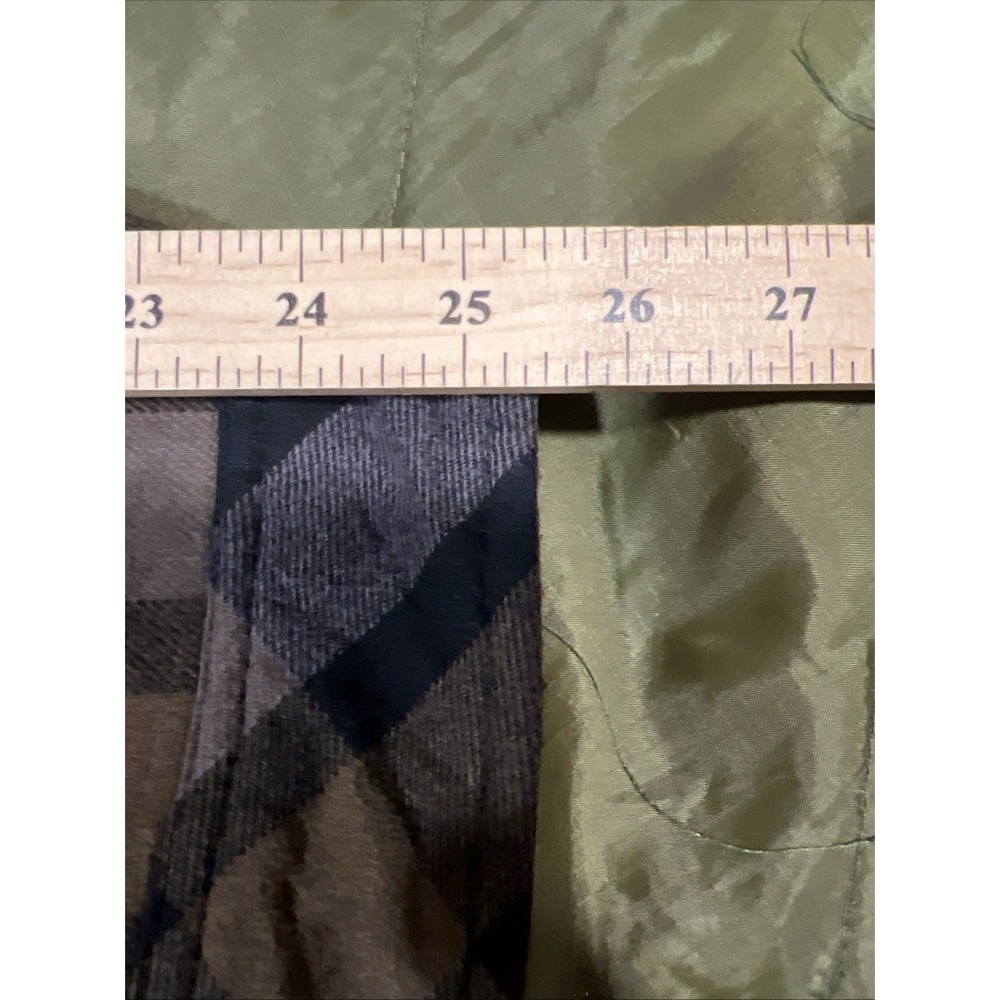 Hurley Mens Sherpa Lined Flannel Trucker Jacket Large Charcoal Brown Plaid Thick - Picture 11 of 12